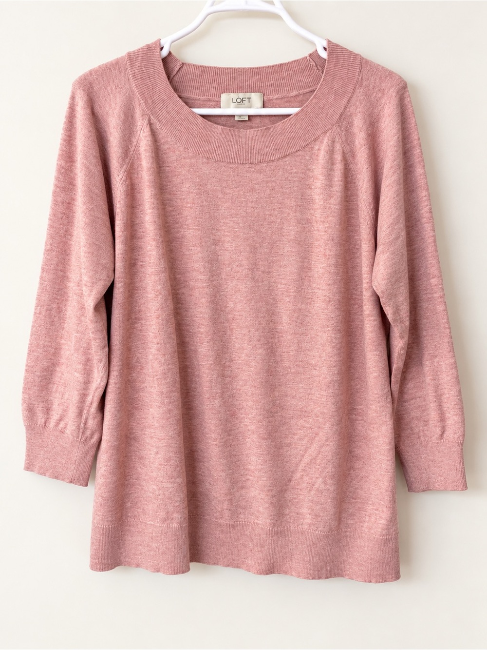 LOFT Rose Pink Crewneck Knit Sweater
